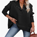 Oversized V Neck Long Sleeve Pullover Sweatshirt