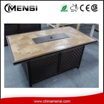 ceramic tile rectangle patio gas fire pit table