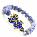 Sodalite Gemstone Bracelet avec alliage Chouette