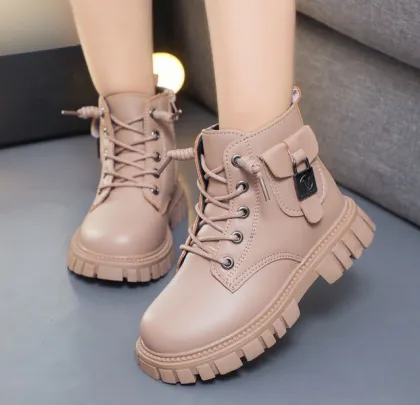 New Design: High Quality Winter Children's Non-Slip PU Leather Martin Boots for Girls - Trendy Outdoor Footwear