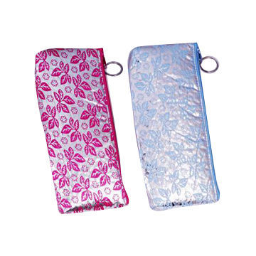 Polyester Pencil Cases with Silver Printing, Measures 10 x 21cm