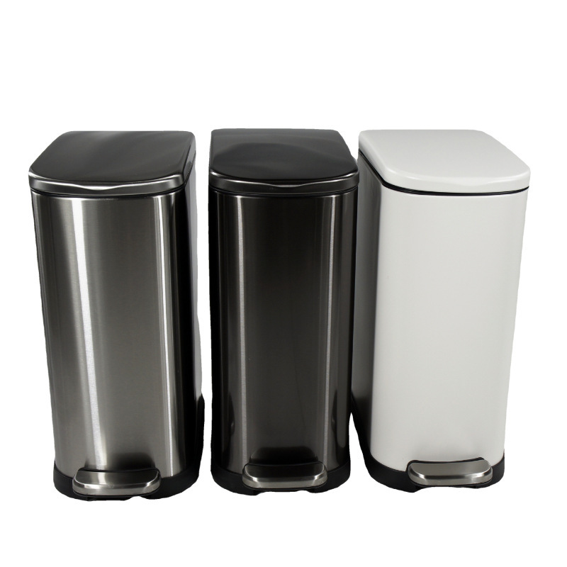 10L Silent Foot-Press U-Shape Stainless Steel Trash Can for Home