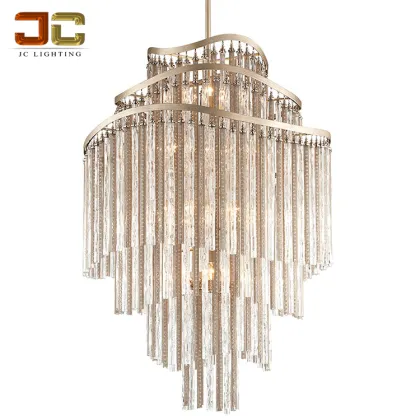 Chimera Lighting Shimmering Nickel and Crystal Tassels Chandelier