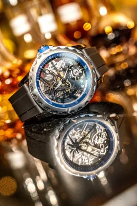 Men's Stainless Steel Tourbillon Watch with Peacock Tourbillon Movement, Unisex Cow Leather Strap, Round Sapphire Crystal Dial Pointer