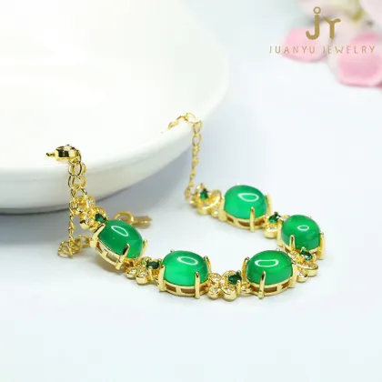 Gold Plated Butterflies Agate and Chalcedony Bracelet Jewelry