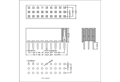 2.0 mm Female Header Three Row  Straight Type H6.35  FHDS12-XXTXXX