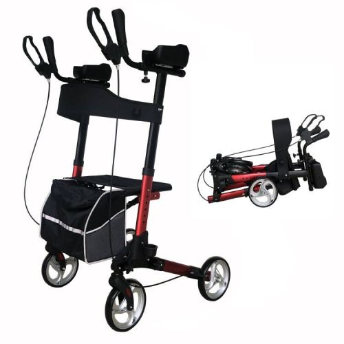 Foldable Aluminum Walker Aluminum Upright Rollator Walkers with Armrests Supplier