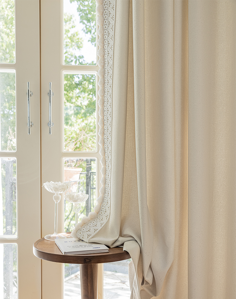 Shading Chenille Embroidery Crepe Curtain