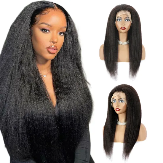 100% Brazilian Human Hair Wigs Kinky Straight 13x4 HD Lace Front Virgin Human Hair Wig Yaki Curly Remy Hair Wig for Black Women