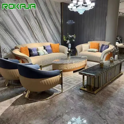 Gold Stainless Steel Italian Designer Velvet Sofa for Large Villa Mansion