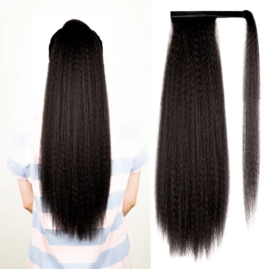 AliLeader Factory Price Magic Paste Long Straight Afro Kinky Curly Ponytail Synthetic Hair Extension