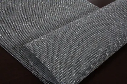 Hot fix Silver mesh white A rhinestone