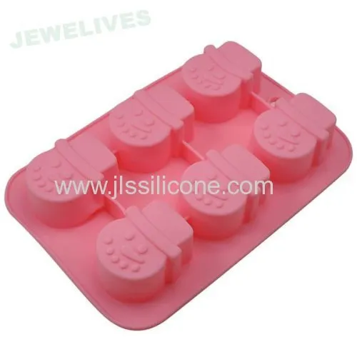 6-cavity Snow Man Shaped Silicone Cake Baking Pans 