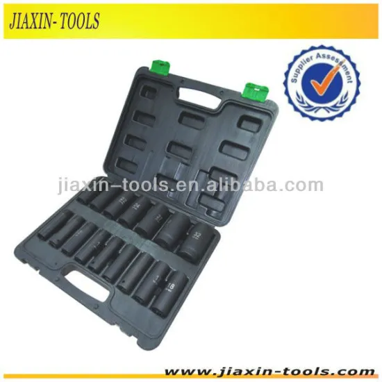 Drop Forged 1/2" Dr Cr-Mo deep impact socket set