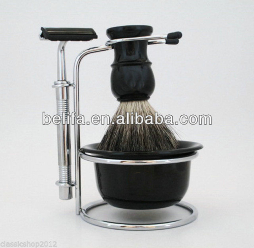 Deluxe black Men's shaving brush set with razor stand and ball high quality professional cosmetic made in china