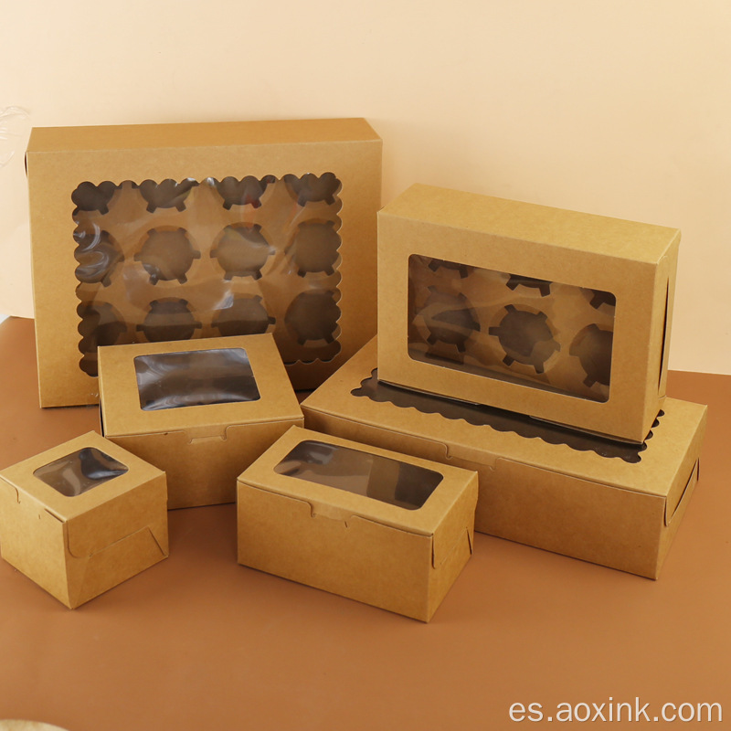 Cupcakes Box Embalaging pastel de cumpleaños personalizado con inserciones