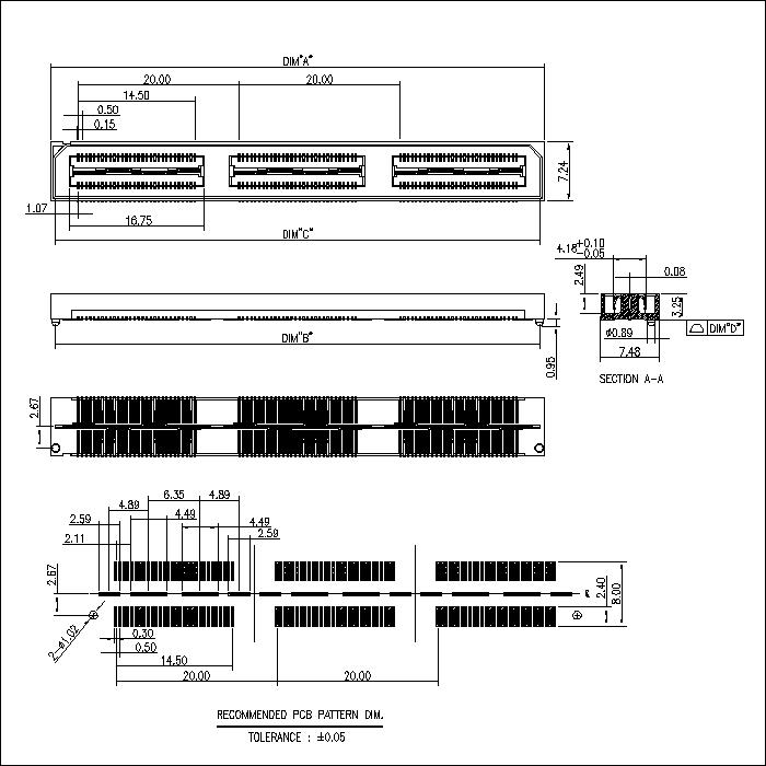 0.5mm DOUBLE ROW BTB FEMALE SOCKET H3.25 BB0.5-FXXX05