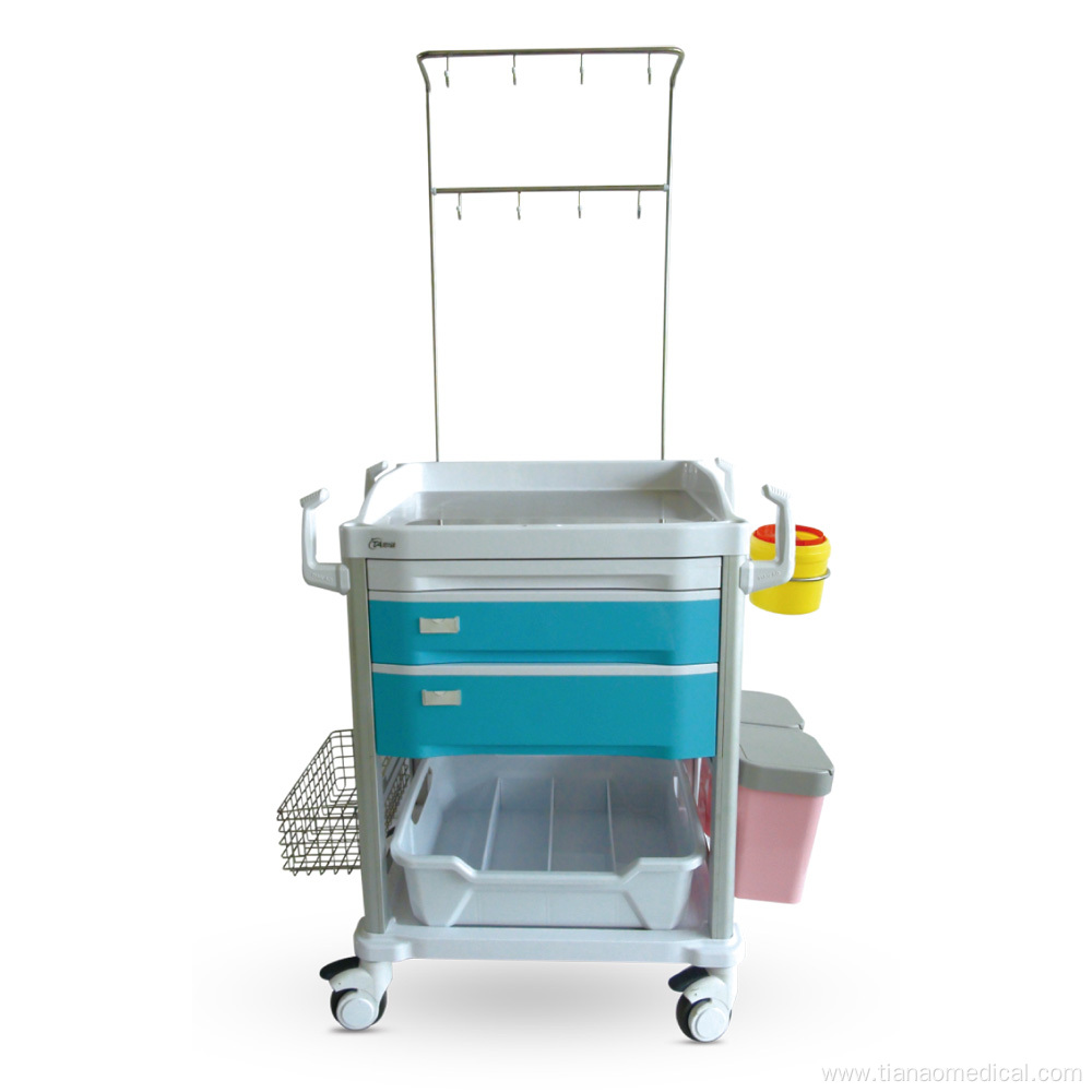 Color-optional ABS Double I.V. Pole Treatment Trolley