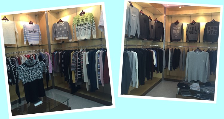 men and girl sweater showroom 