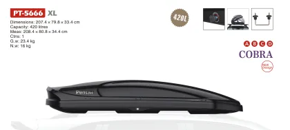 High End Pentair Custom 420L Black Car Roof Luggage Box for Travel