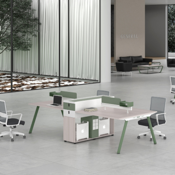8-Person Steel Frame White Table Top Office Workstation for Staff