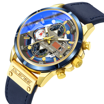 Hot Selling OLENSE Quartz Fashion Leather Strap Men's Watch