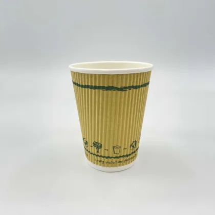 Custom cheap price biodegradable paper cups ripple wall
