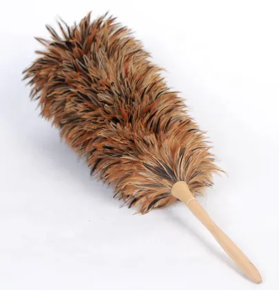 75CM Long Natural Rooster Chicken Feather Duster with Wooden Handle