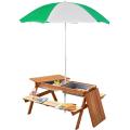 Wooden Bench with Sandbox Removable Outdoor Picnic Table