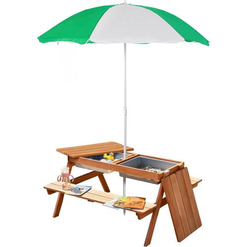 Banco de madera con sandbox Mesa de picnic al aire libre extraíble