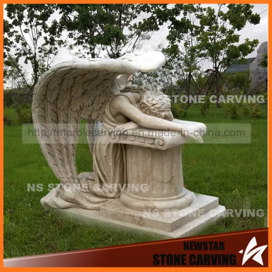 Egypt Rust Marble Angel Tombstone in Graveyard