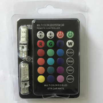 Multi-Color Changing 12V RGB T10 SMD 5050 Silicone Car LED Light Bulb with Remote