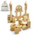 Bescon Dice Original Wood Building Blocs Toys Wooden Toys 52PCS avec toile de transport en toile, bébé enfants