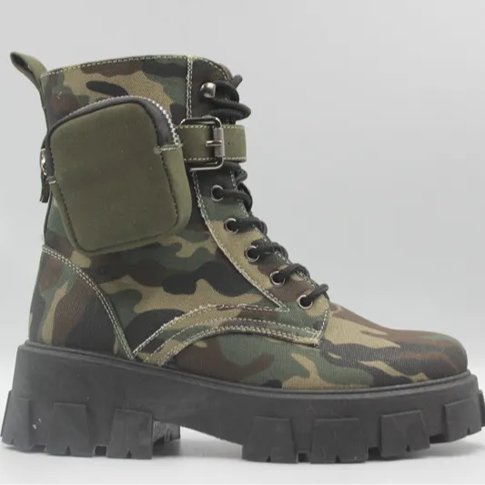 Custom Logo Dropshipping Black Leather Ankle Boots with Pocket for Women