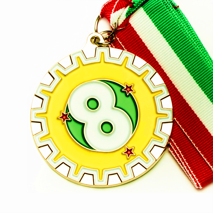 맞춤 소프트 에나멜 번호 8 메달
