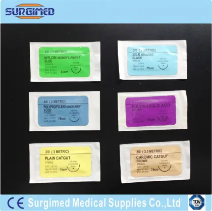 Disposable medical sterilised surgical suture with needle