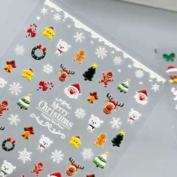5D Embossed Christmas Nail Stickers - Semi Cured Gel Decals