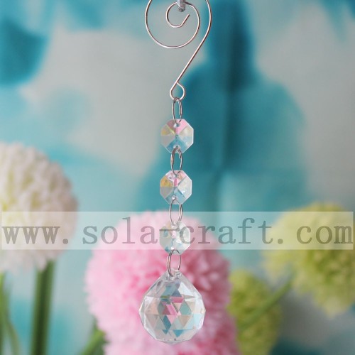 Pendentifs en cristal transparents de boule facettée pleine coupe pour la décoration de centres de table de mariage de lustre