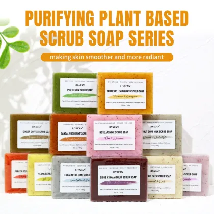 Private Label Glowing Smooth Skin Papaya Lavender Rose Oat Deep Cleansing Body Scrub Handmade Soap