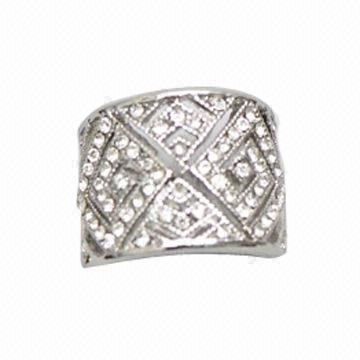 Geo Cutout Ring with Clear Rhinestones, Available in Various Colors