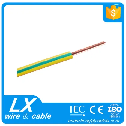 PVC insulation Solid copper green yellow earth wire