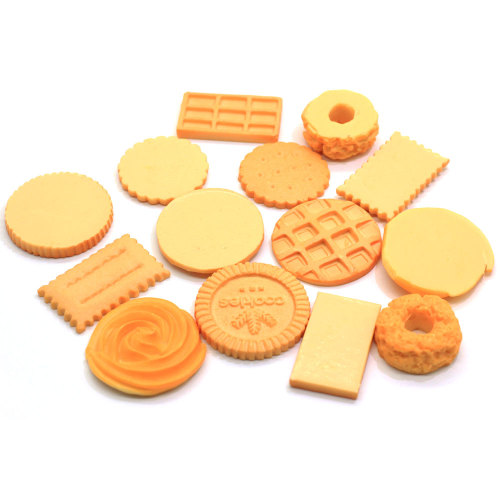 En gros Biscuits Beurre Biscuits Résine Cabochon Dos Plat Simulation Perles De Nourriture Enfants DIY Jouet Décor Chambre Décoration