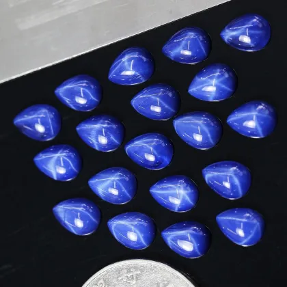 Starlight Sapphire Water Drop Ring Face Starlight Gemstone