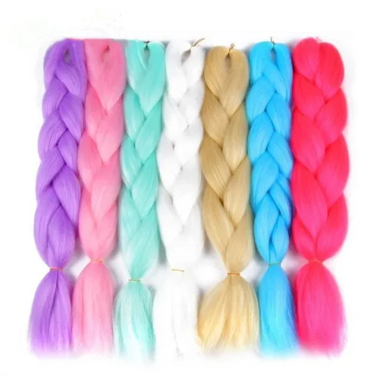 40 colors Single colorJumbo Braiding Hair Extensions Braiding Hair 24 Inch Ombre Multiple Tone Colored Synthetic Hair for Women
