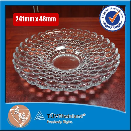 Machine made 241mm x 48mm embossed cheap glass dinner plates