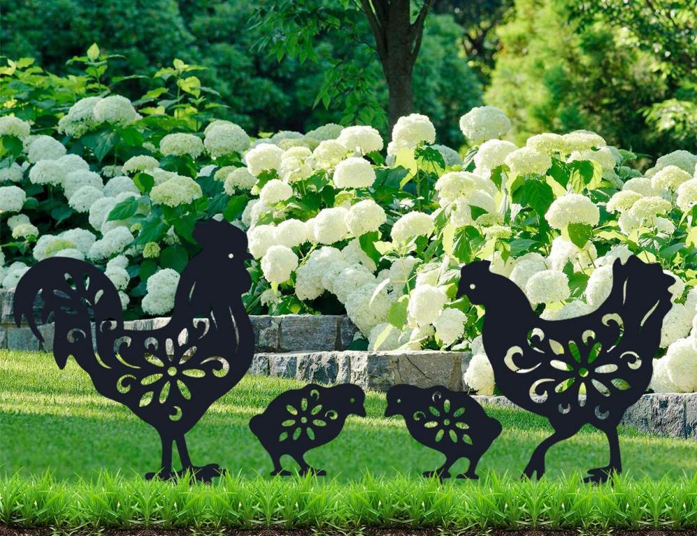 Metal Rooster Decorative Garden Stakes