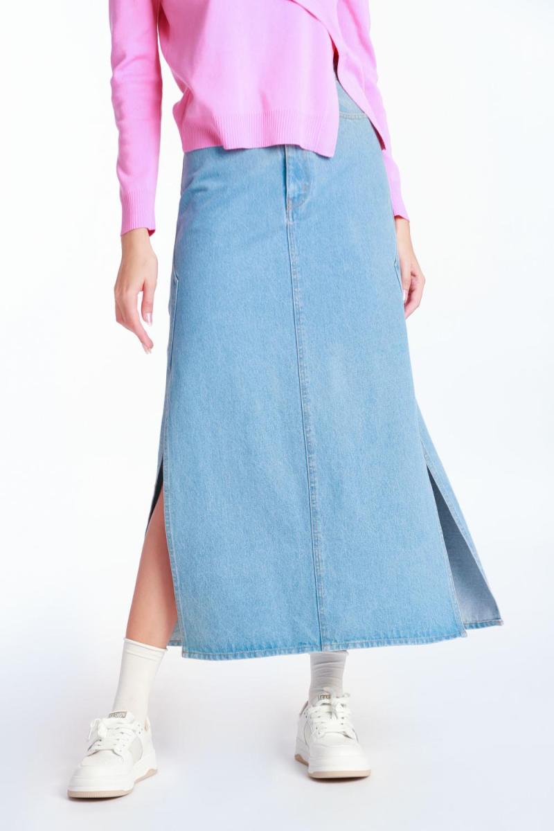 A-line Mid-length Denim Skirt