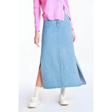 A-line Mid-length Denim Skirt