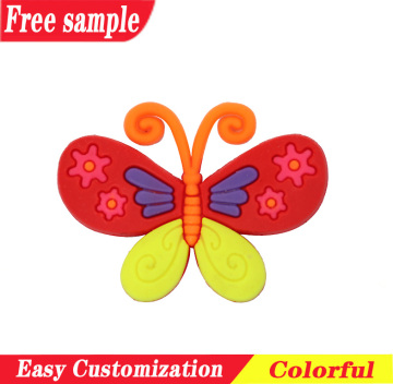 Widely use multi-color butterfly design PVC soft charms