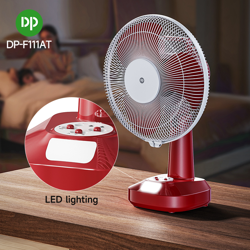 12 Inch Rechargeable Table/Floor Solar Fan AC/DC with LED Light